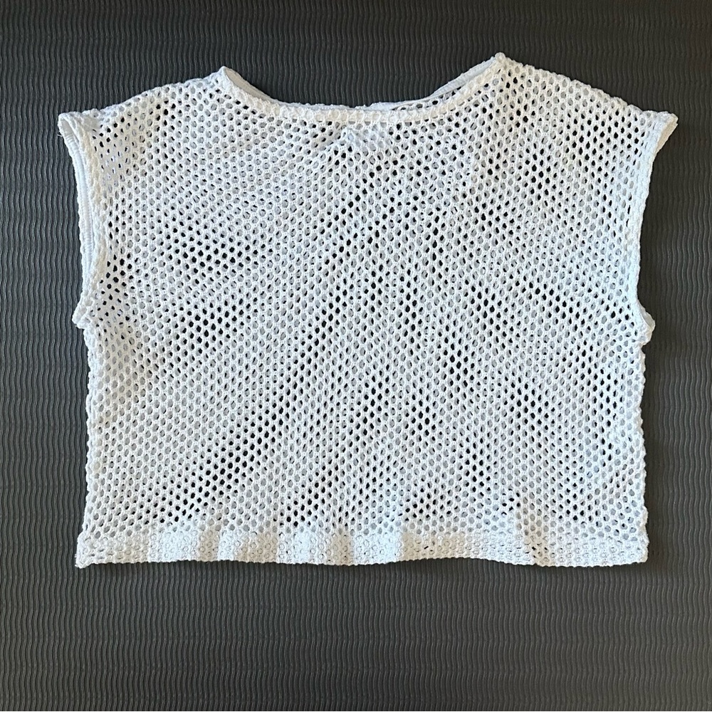 Zara Girl White Mesh Crop Top